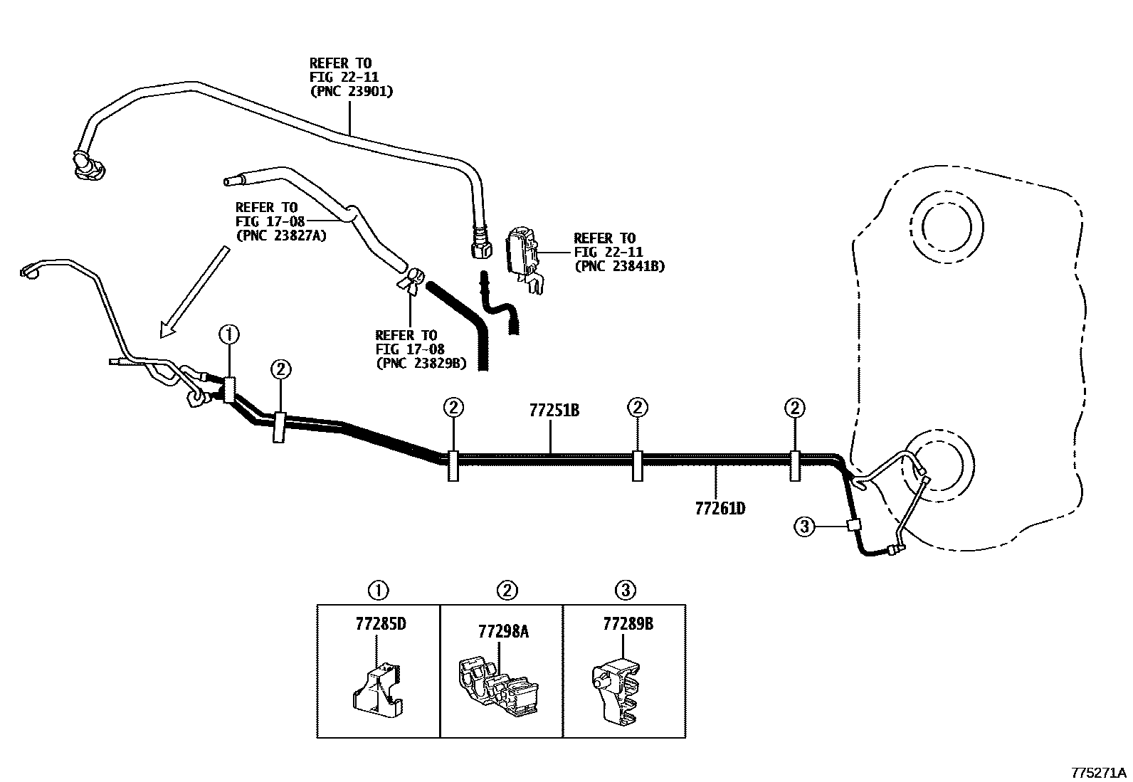 Toyota YARIS 燃油箱和燃油管 EPC diagram — 775271A