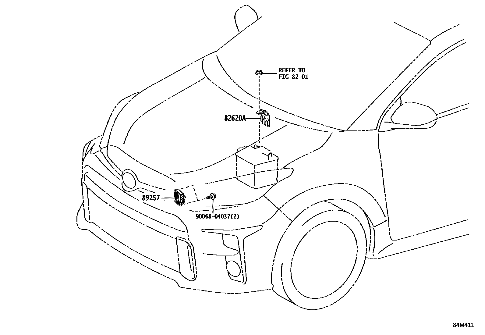 Toyota YARIS 开关和继电器和ECU EPC diagram — 84M411