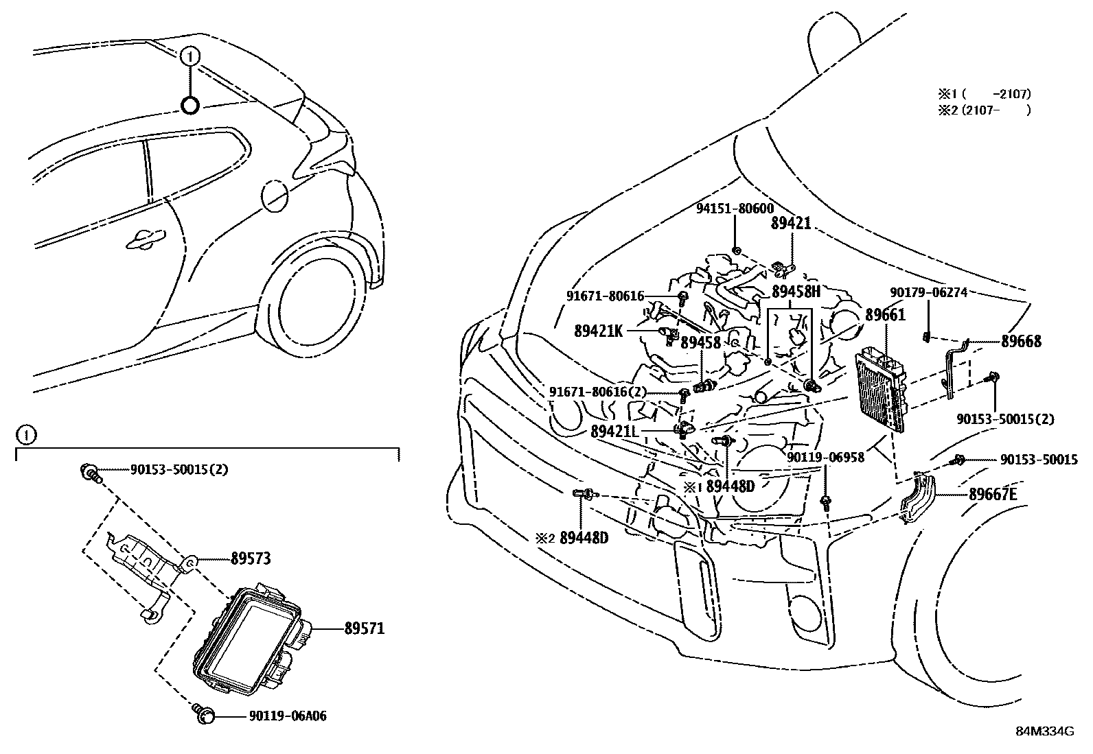 Toyota YARIS 电子燃油喷射系统 EPC diagram — 84M334G