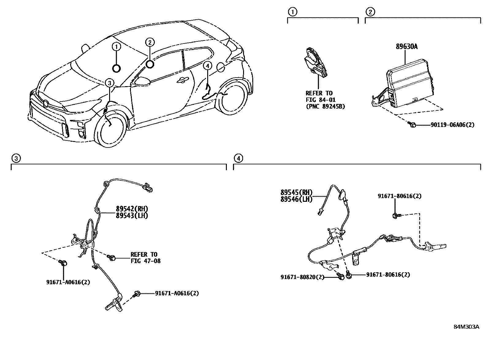 Toyota YARIS ABS 和 VSC EPC diagram — 84M303A