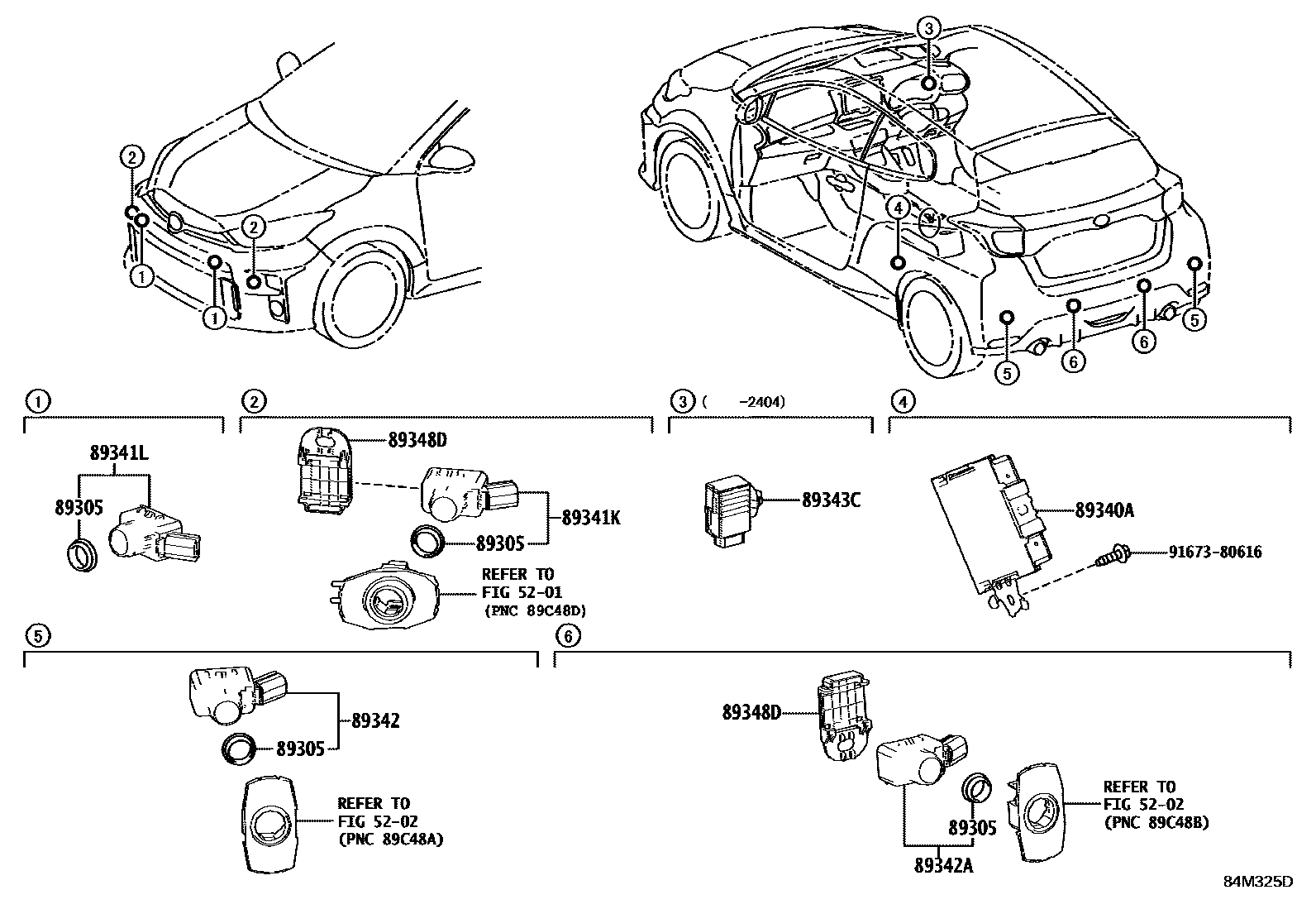 Toyota YARIS 测距雷达和倒车雷达 EPC diagram — 84M325D