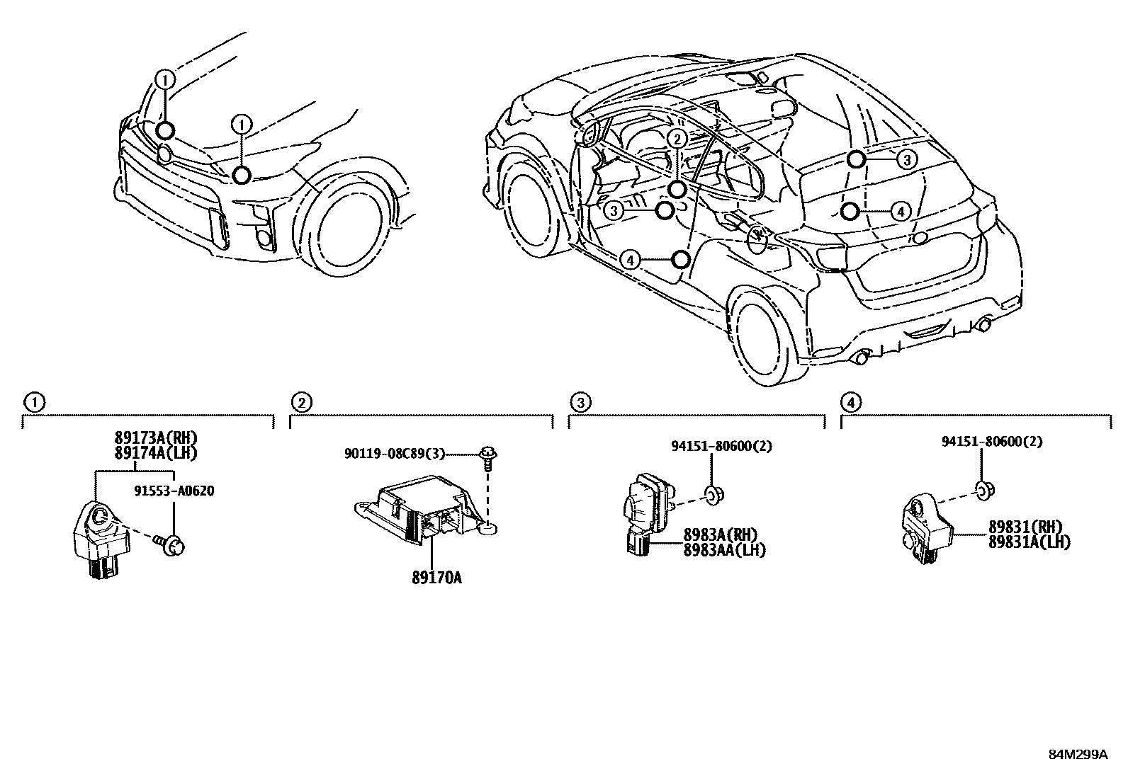 Toyota YARIS 空气囊 EPC diagram — 84M299A