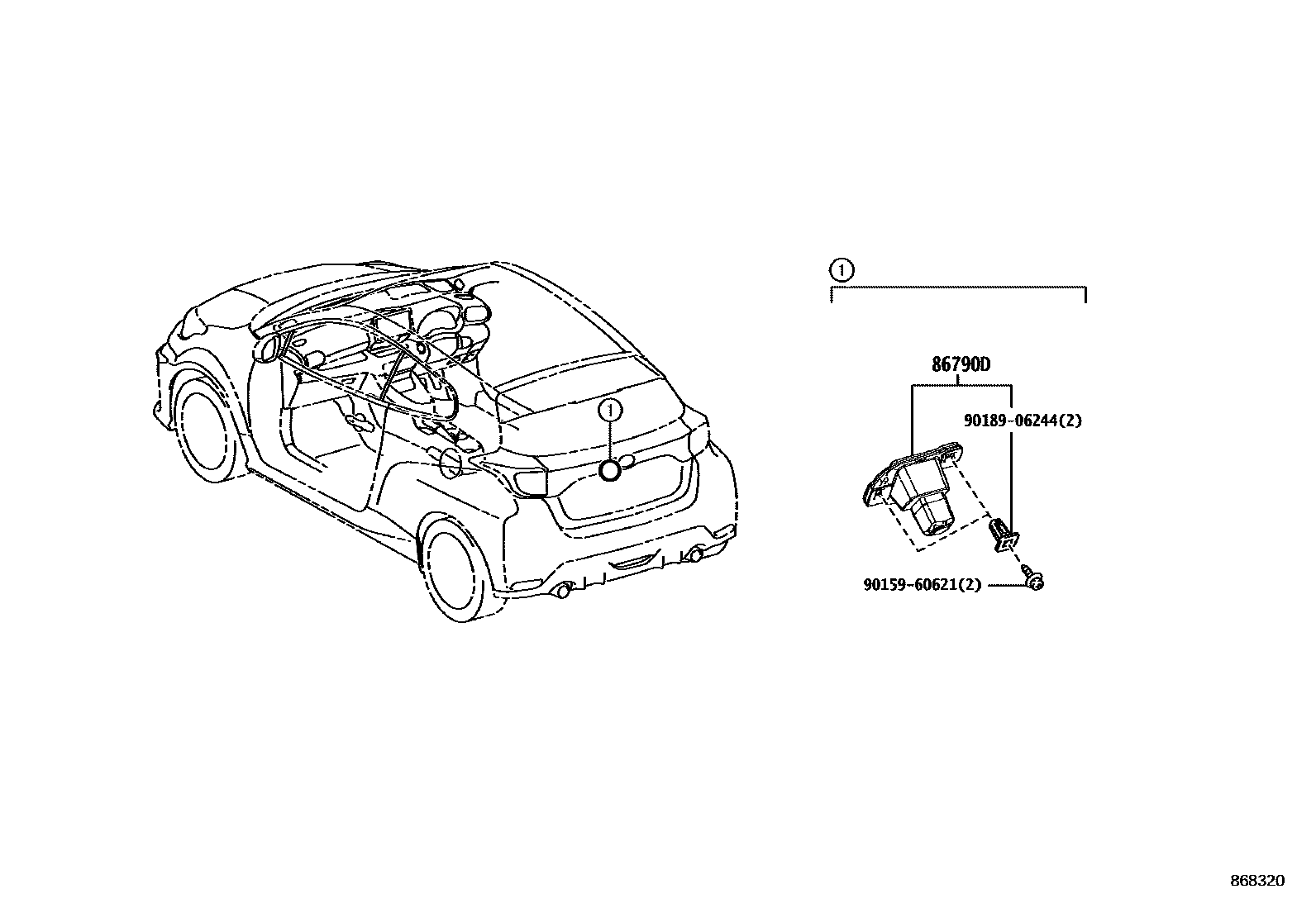 Toyota YARIS 倒车影像和摄像头 EPC diagram — 868320
