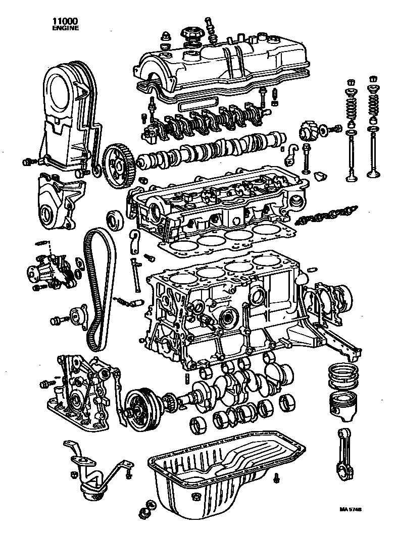 Toyota COROLLA Partial Engine Assembly EPC diagram — MA5748