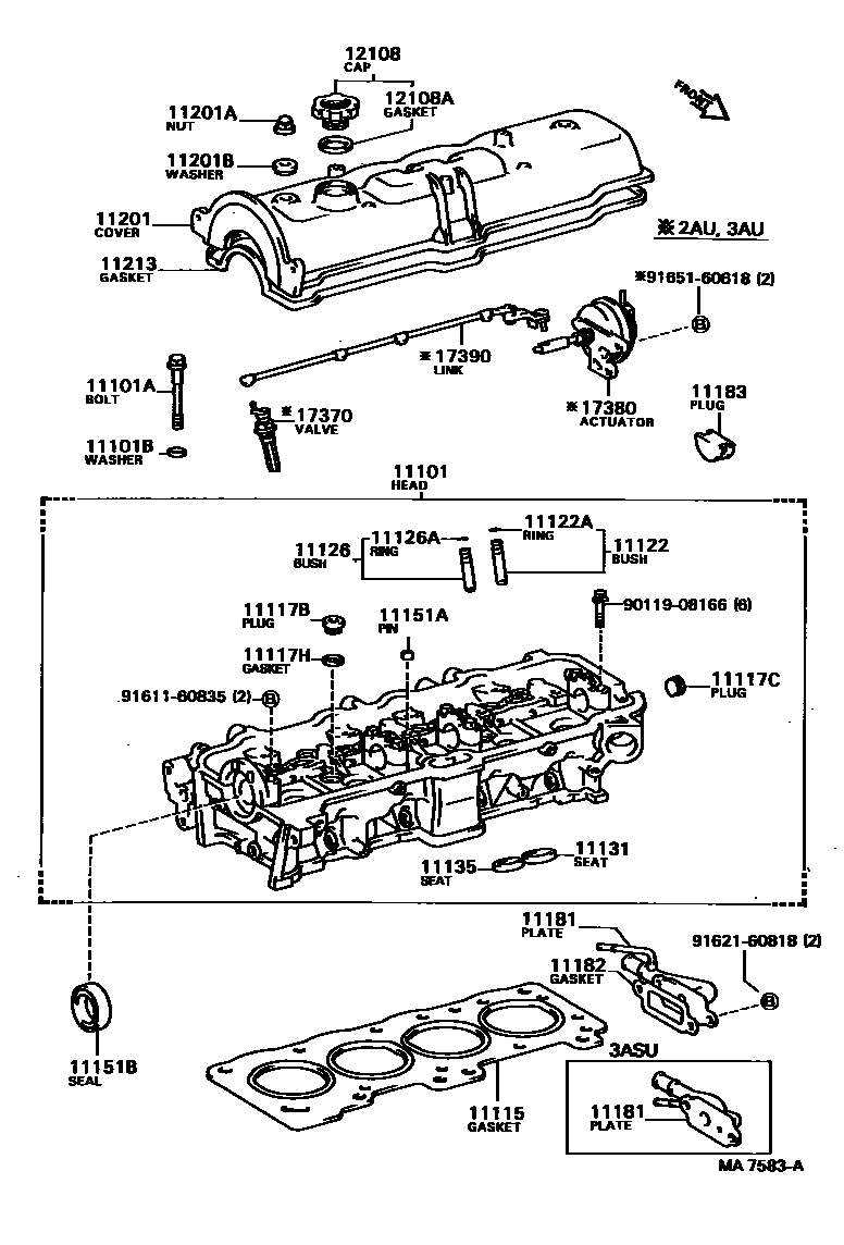 Toyota COROLLA Cylinder Head EPC diagram — MA7583A