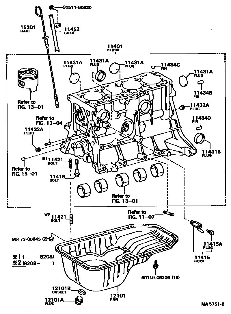 Toyota COROLLA Cylinder Block EPC diagram — MA5751B