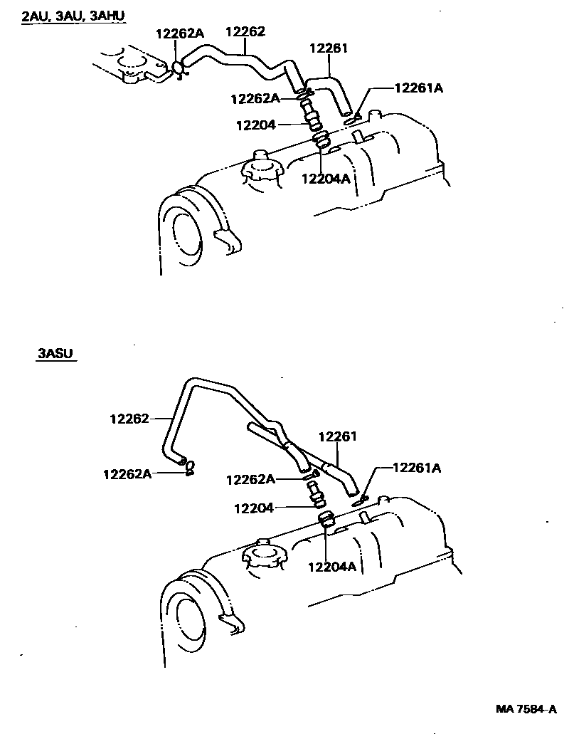 Toyota COROLLA Ventilation Hose EPC diagram — MA7584A