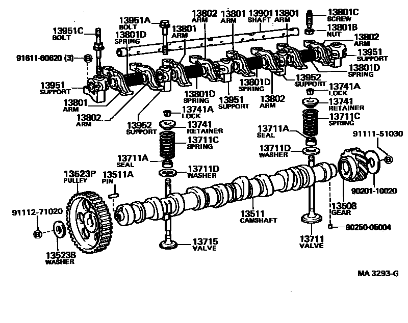 Toyota COROLLA Camshaft & Valve EPC diagram — MA3293G