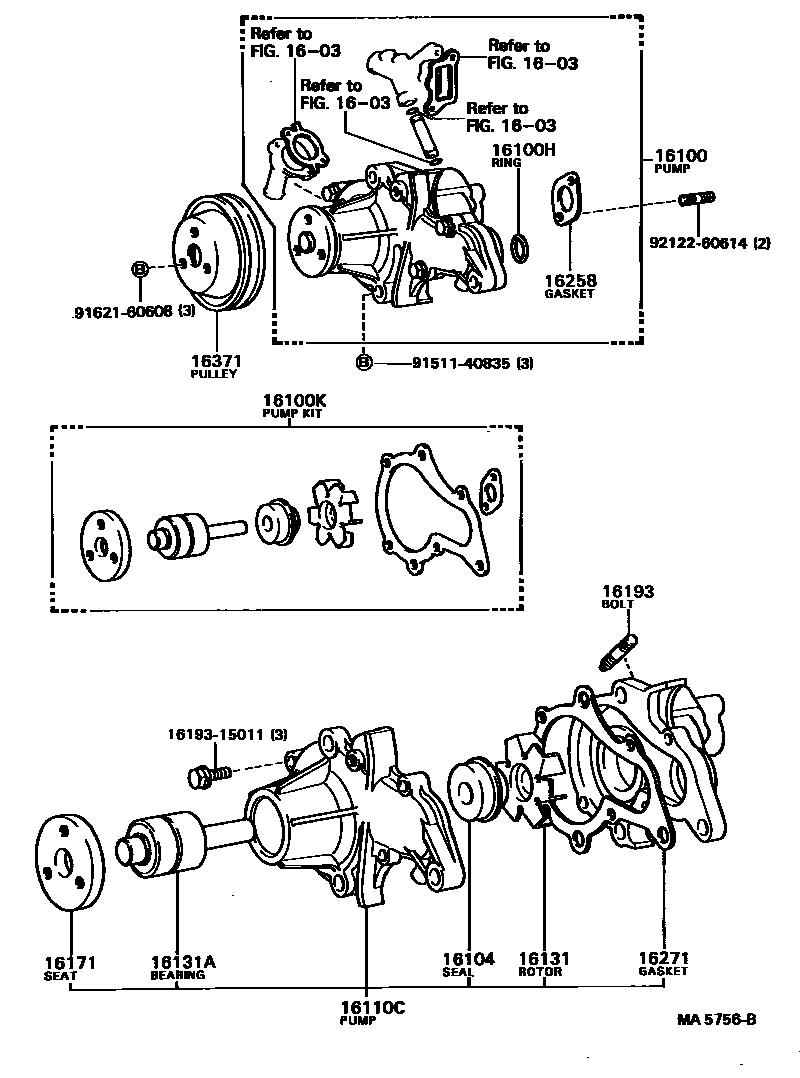 Toyota COROLLA Water Pump EPC diagram — MA5756B