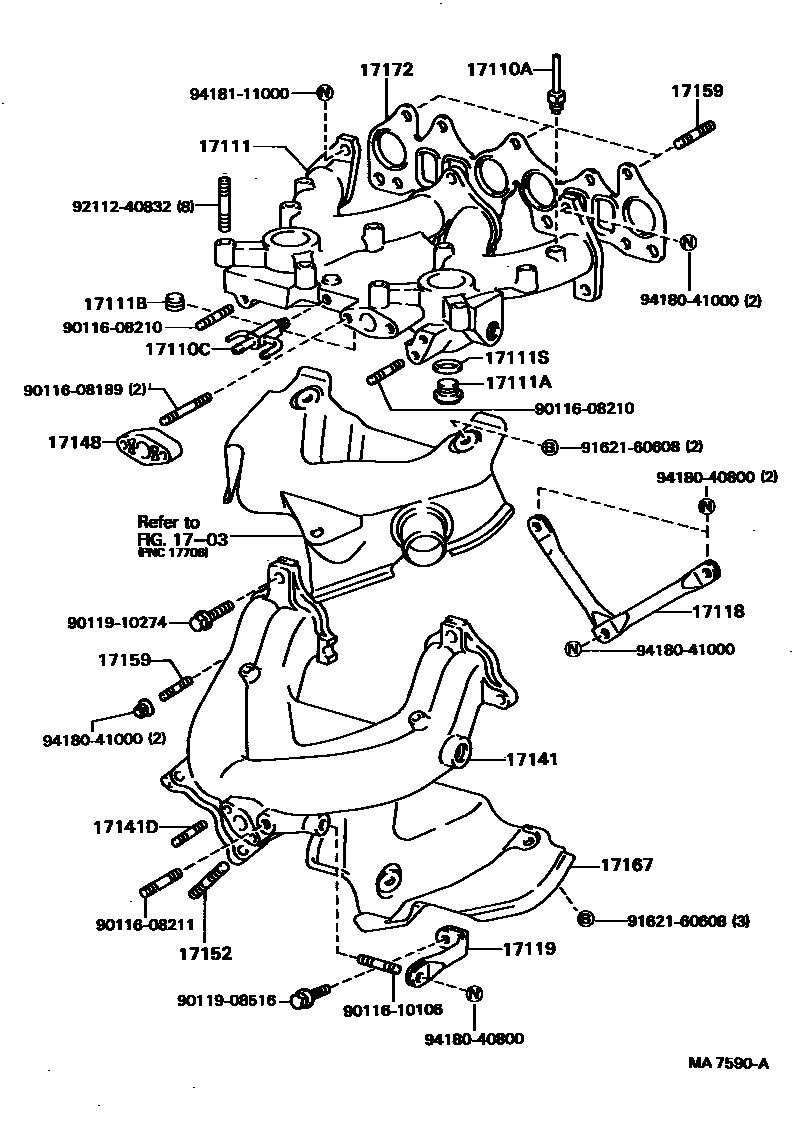 Toyota COROLLA Manifold EPC diagram — MA7590A