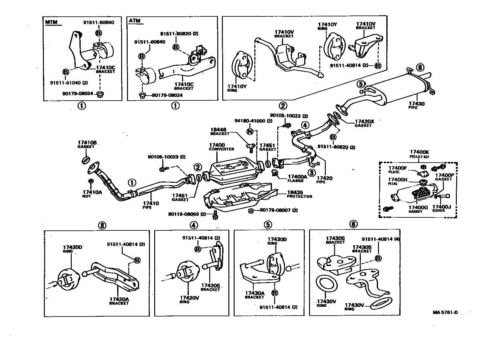 Toyota COROLLA Exhaust Pipe EPC diagram — MA5761D