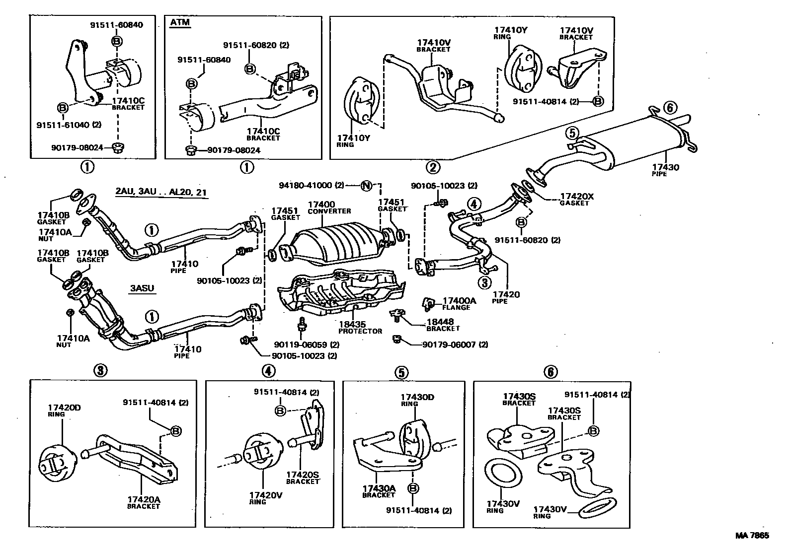 Toyota COROLLA Exhaust Pipe EPC diagram — MA7865