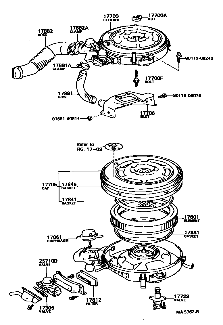 Toyota COROLLA Air Cleaner EPC diagram — MA5762B