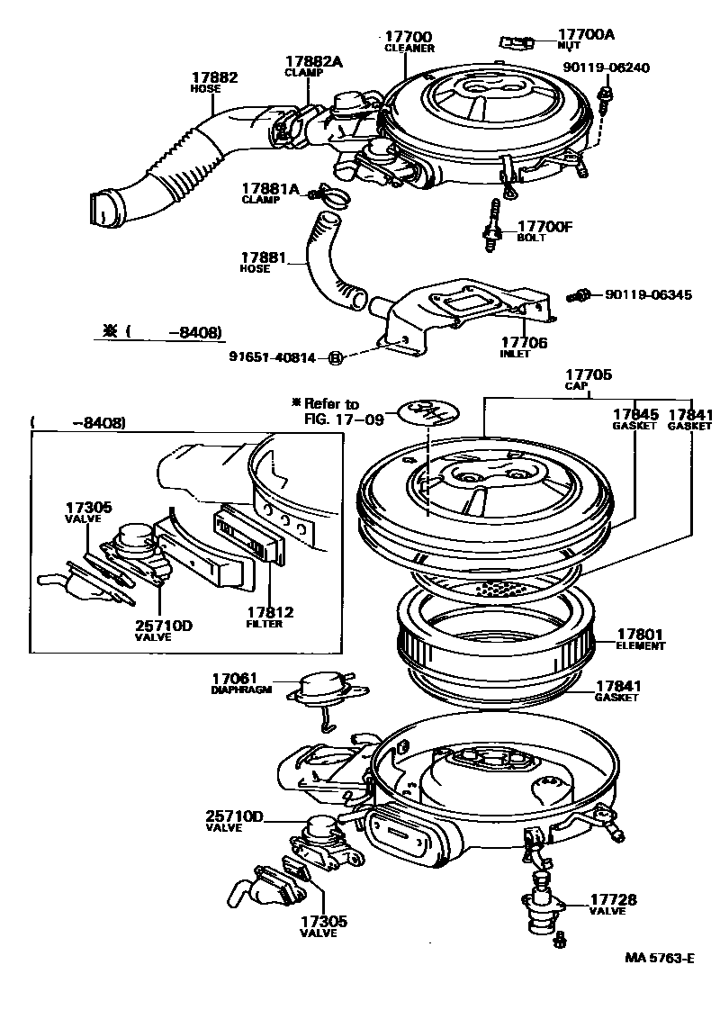 Toyota COROLLA Air Cleaner EPC diagram — MA5763E