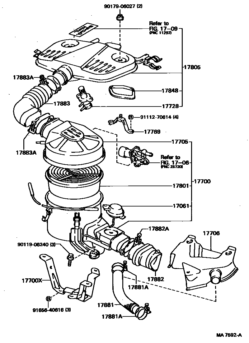 Toyota COROLLA Air Cleaner EPC diagram — MA7592A