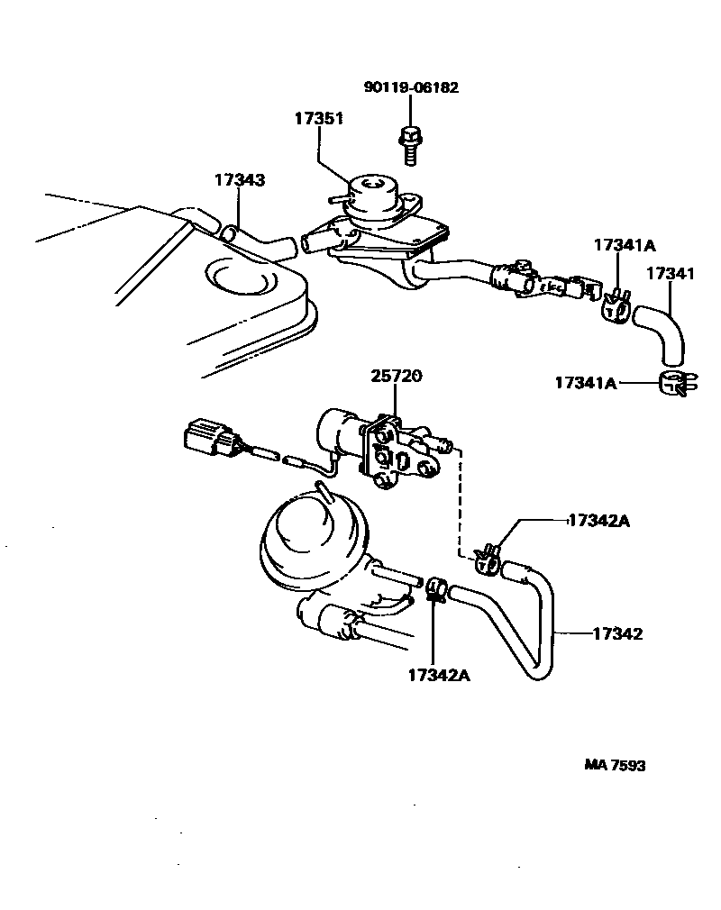 Toyota COROLLA 歧管喷气系统 EPC diagram — MA7593