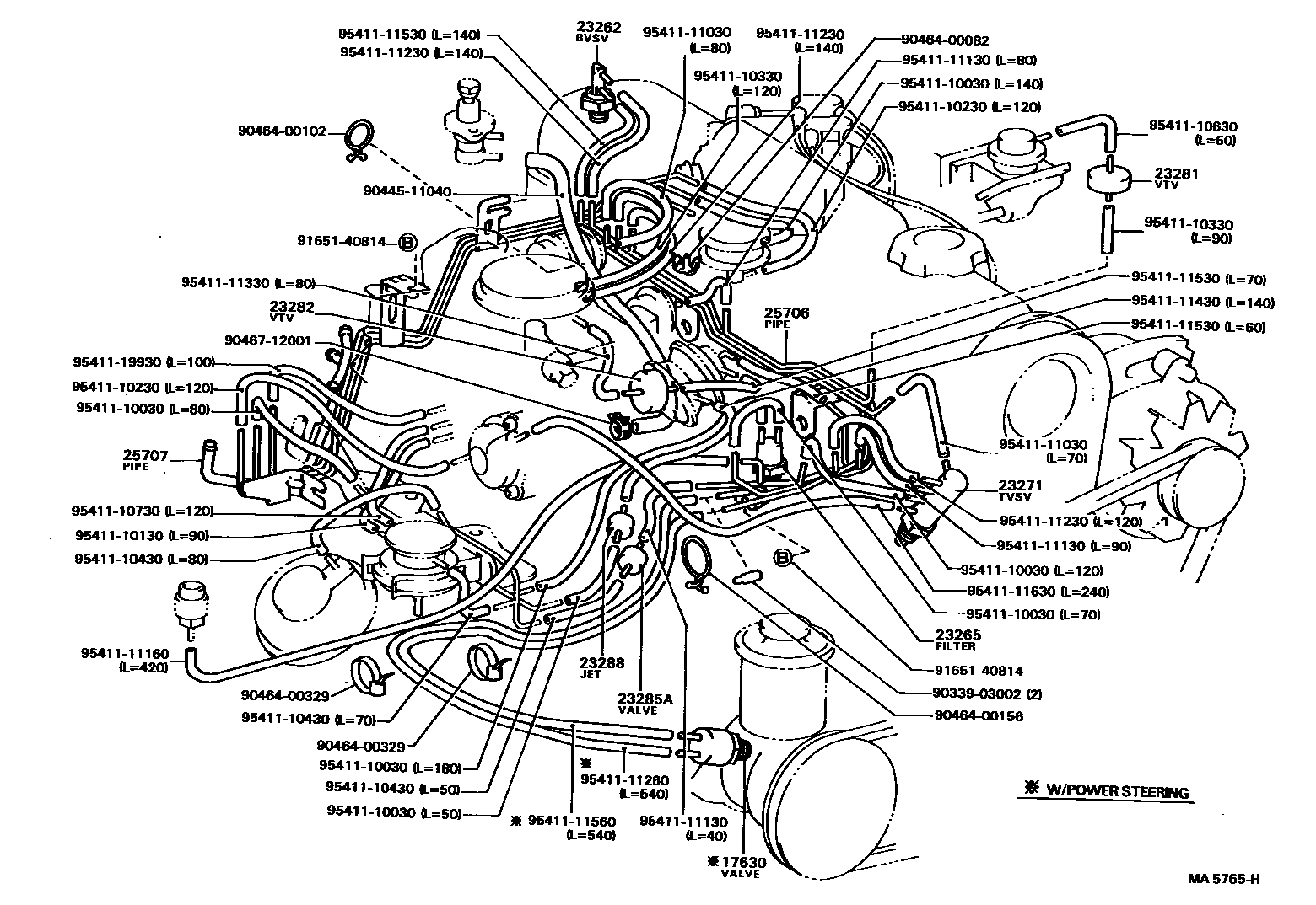 Toyota COROLLA vacuum tube EPC diagram — MA5765H