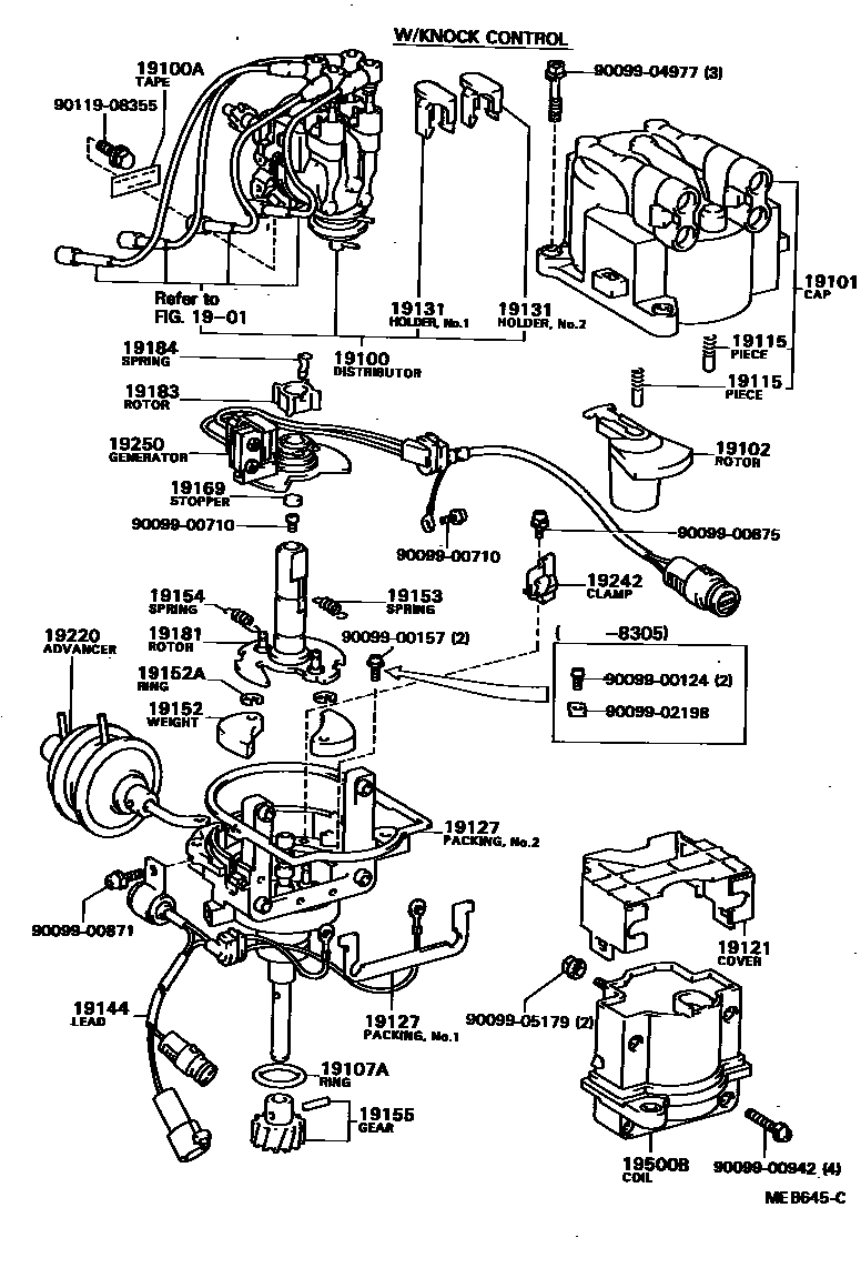 Toyota COROLLA 分电器 EPC diagram — MEB645C