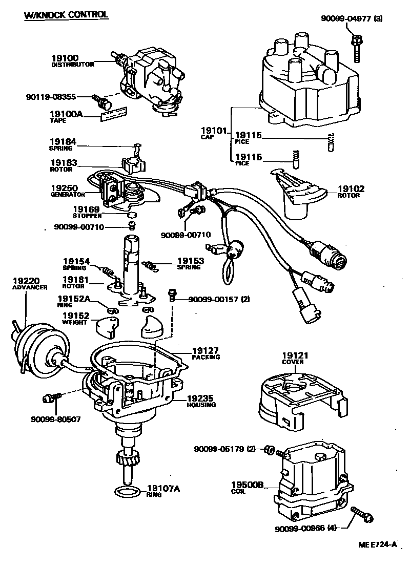Toyota COROLLA 分电器 EPC diagram — MEE724A