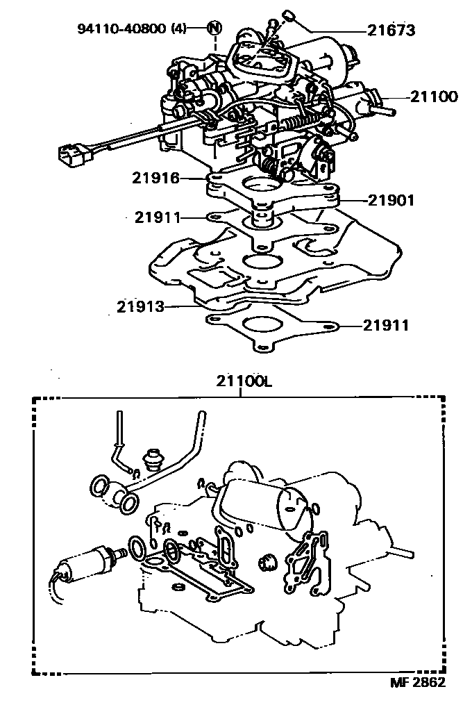 Toyota COROLLA carburetor assembly EPC diagram — MF2862