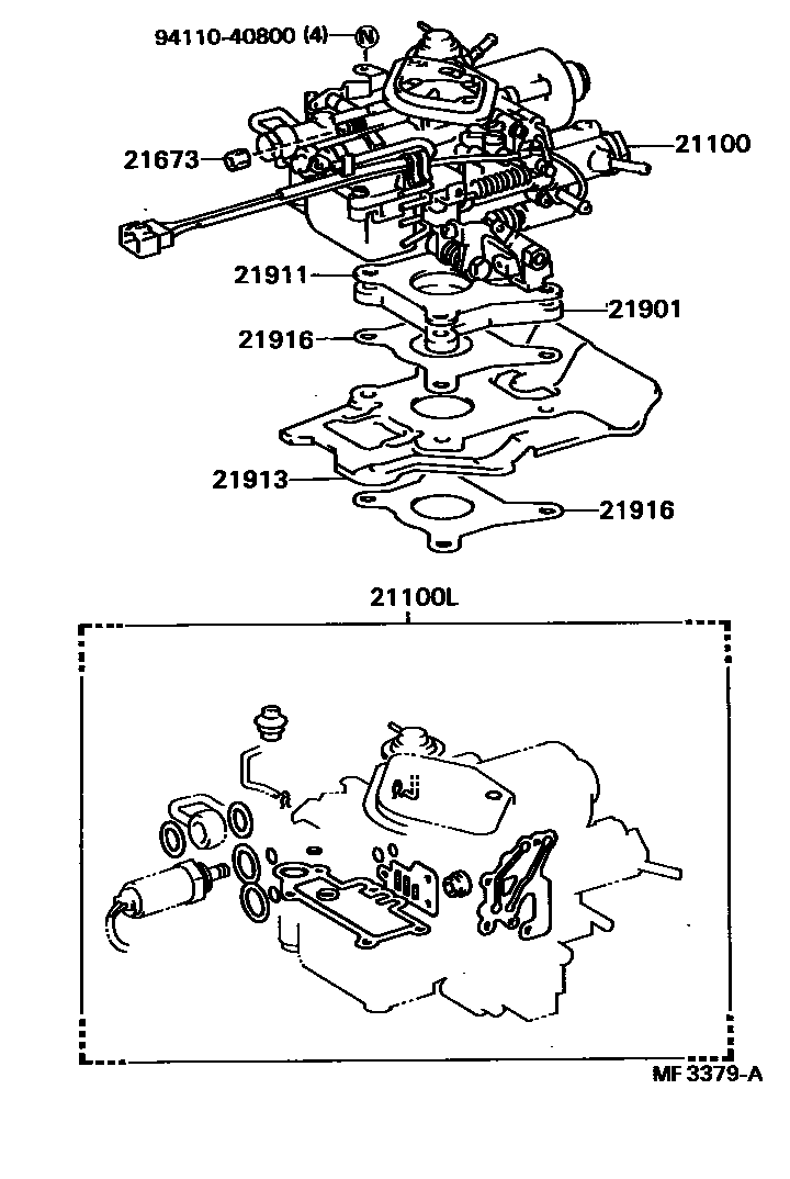 Toyota COROLLA carburetor assembly EPC diagram — MF3379A