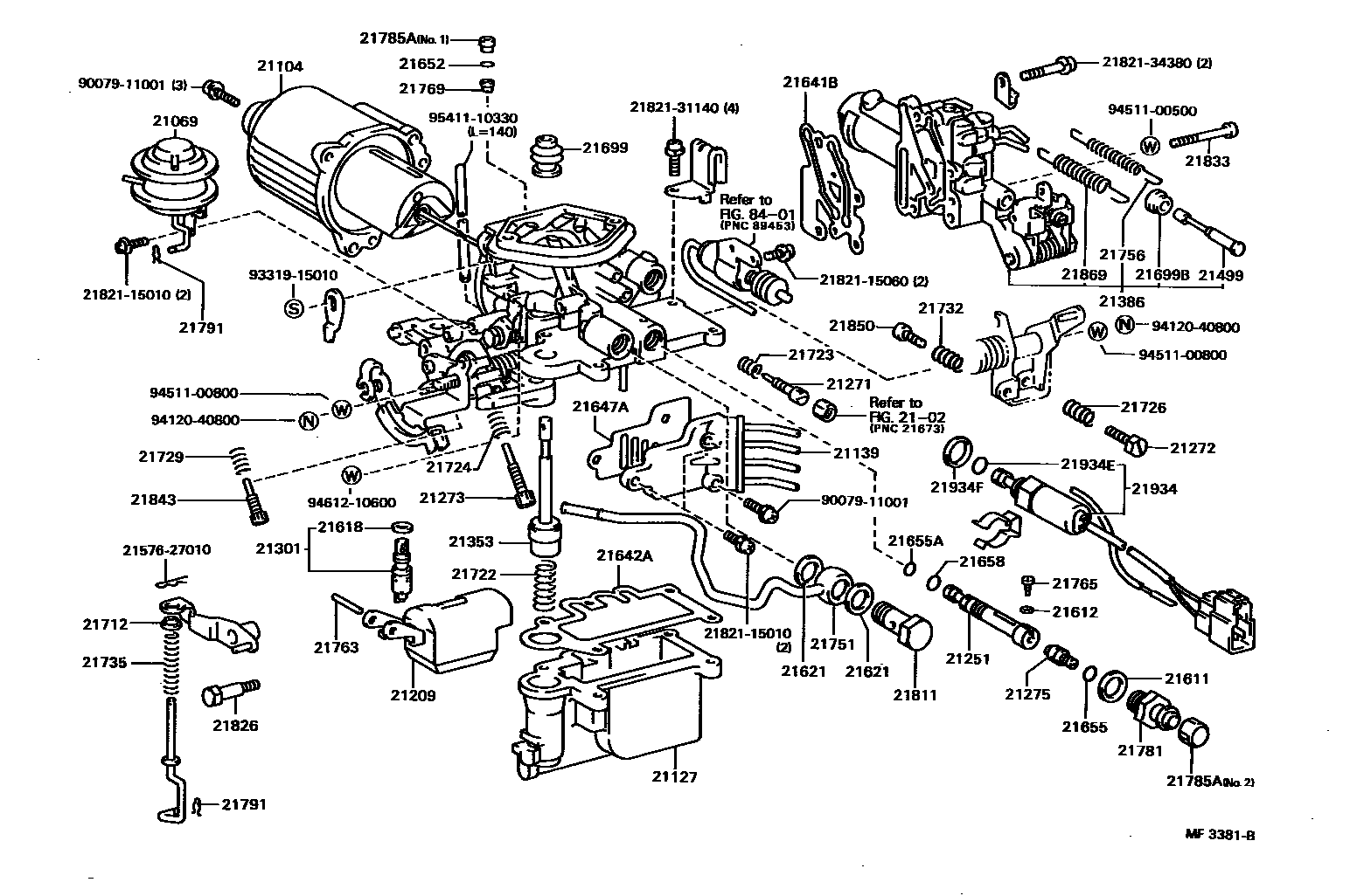 Toyota COROLLA 化油器 EPC diagram — MF3381B