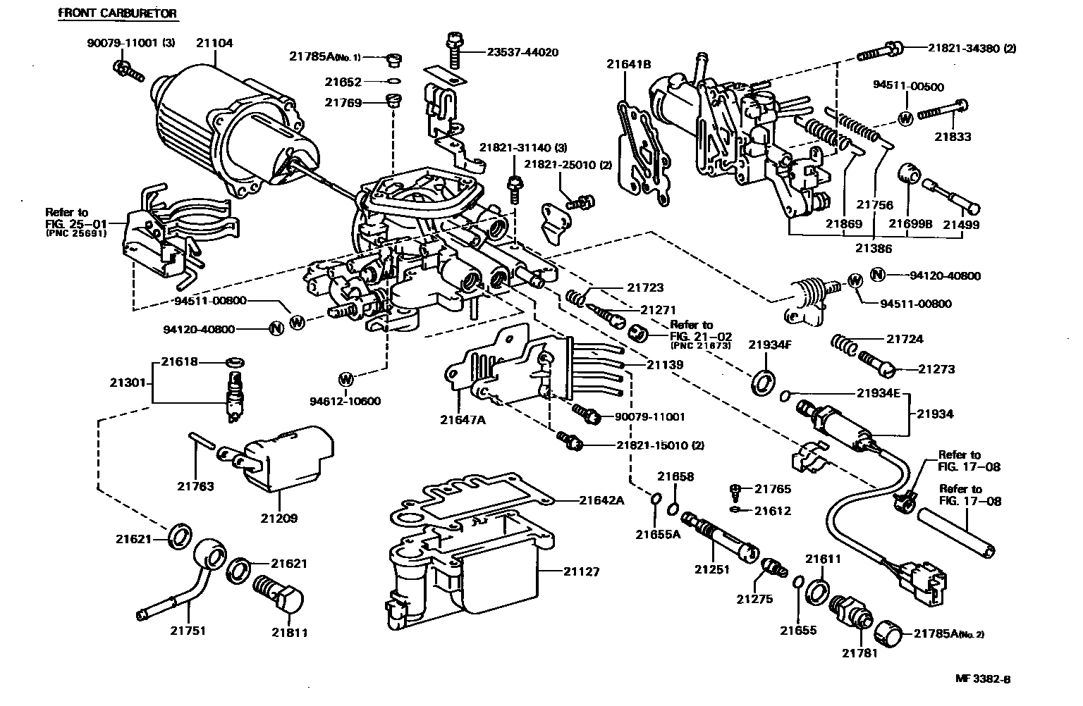 Toyota COROLLA 化油器 EPC diagram — MF3382B