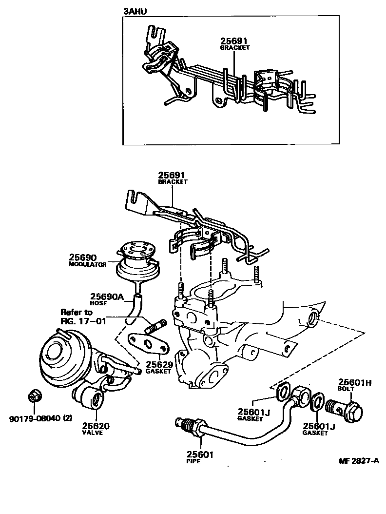 Toyota COROLLA 废气再循环系统 EPC diagram — MF2827A