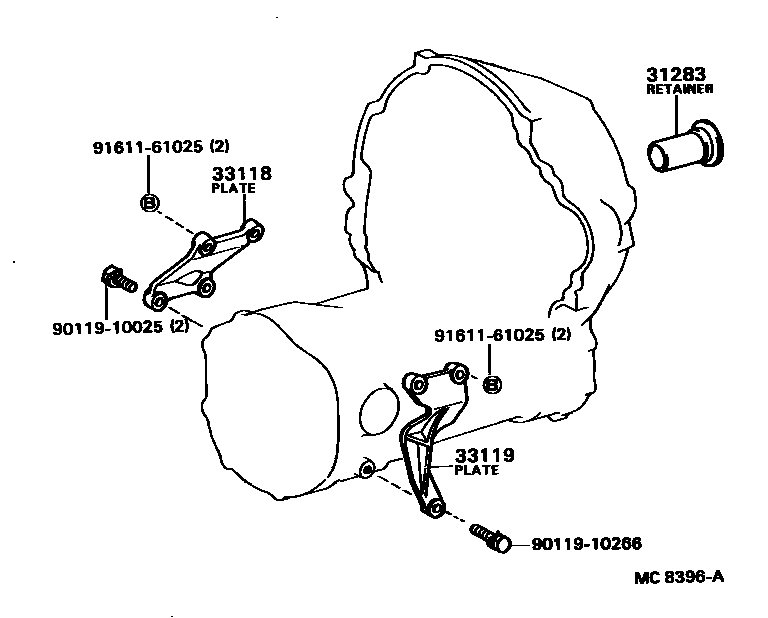 Toyota COROLLA 离合器壳和变速器壳(MTM) EPC diagram — MC8396A