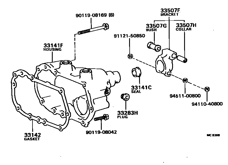 Toyota COROLLA Extended shell (MTM) EPC diagram — MC8398