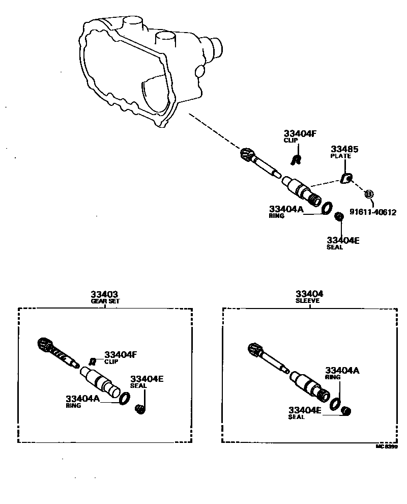 Toyota COROLLA 速度表从动齿轮(MTM) EPC diagram — MC8399