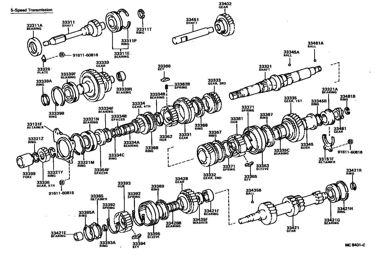 Toyota COROLLA 变速器齿轮(MTM) EPC diagram — MC8401C