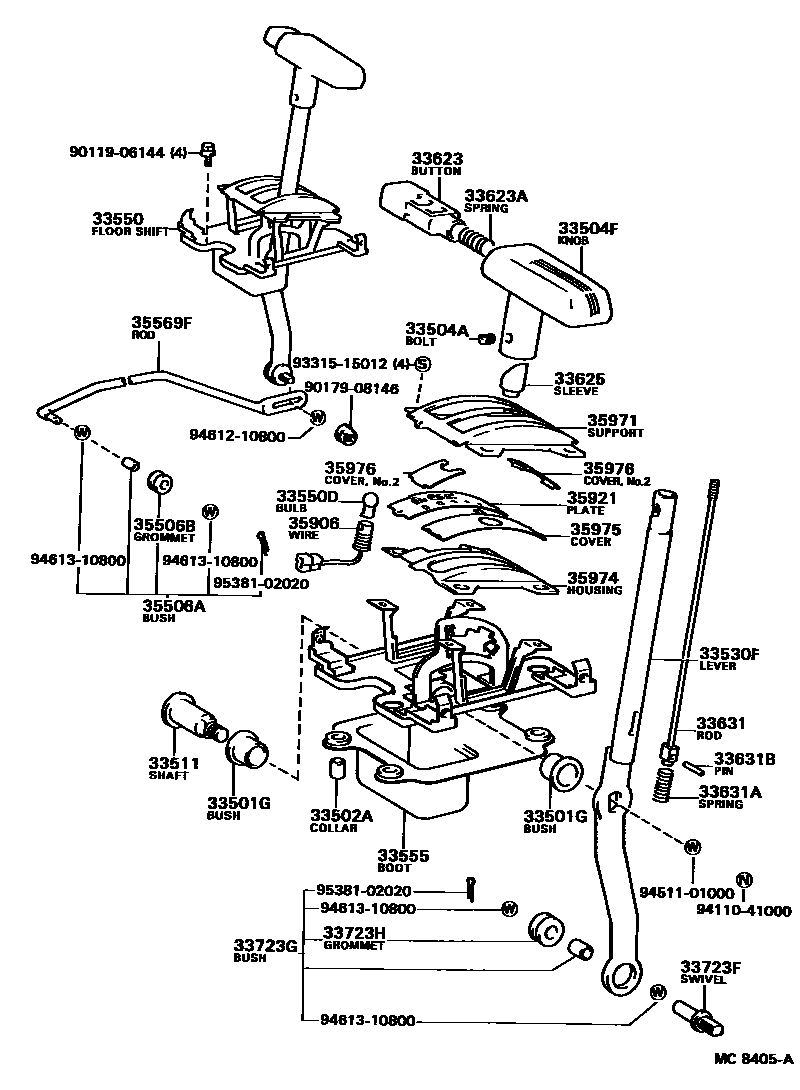 Toyota COROLLA Shift Lever & Retainer EPC diagram — MC8405A