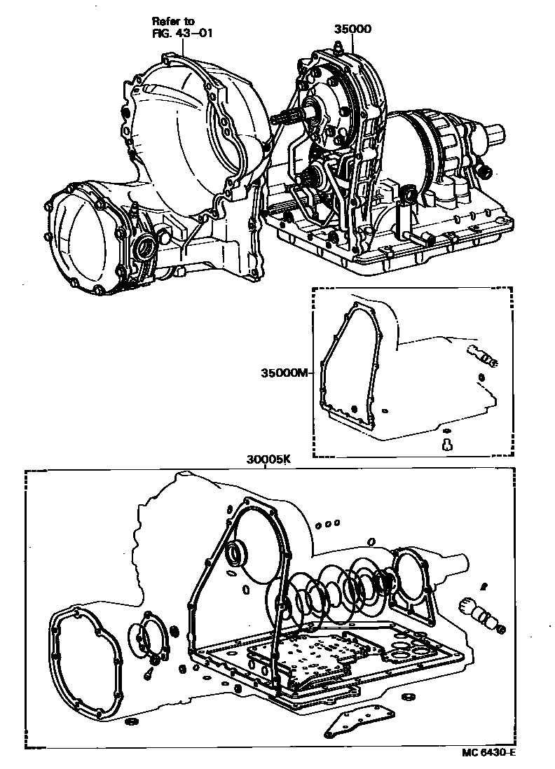Toyota COROLLA 传动桥或变速器总成和衬垫组件(ATM) EPC diagram — MC6430E