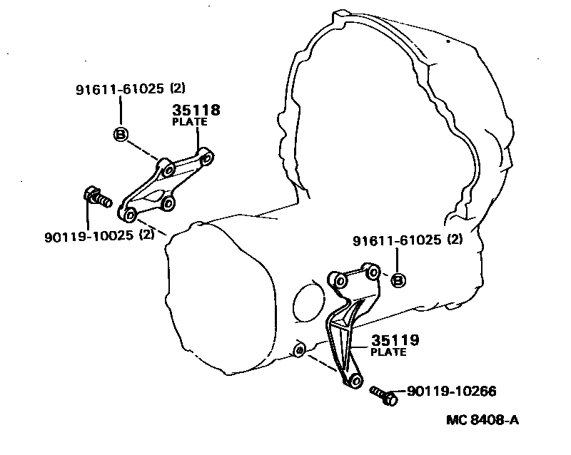 Toyota COROLLA 变速器壳和油底壳(ATM) EPC diagram — MC8408A