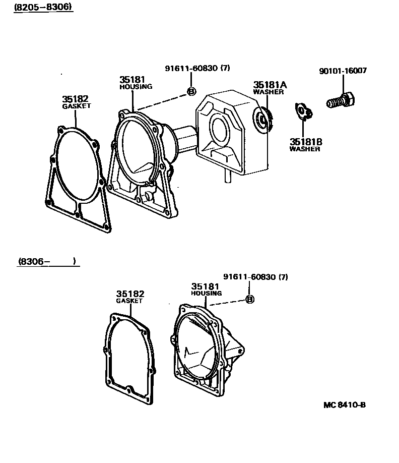 Toyota COROLLA Extension shell (ATM) EPC diagram — MC8410B