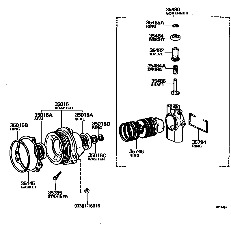 Toyota COROLLA 后油泵和调速器(ATM) EPC diagram — MC8457