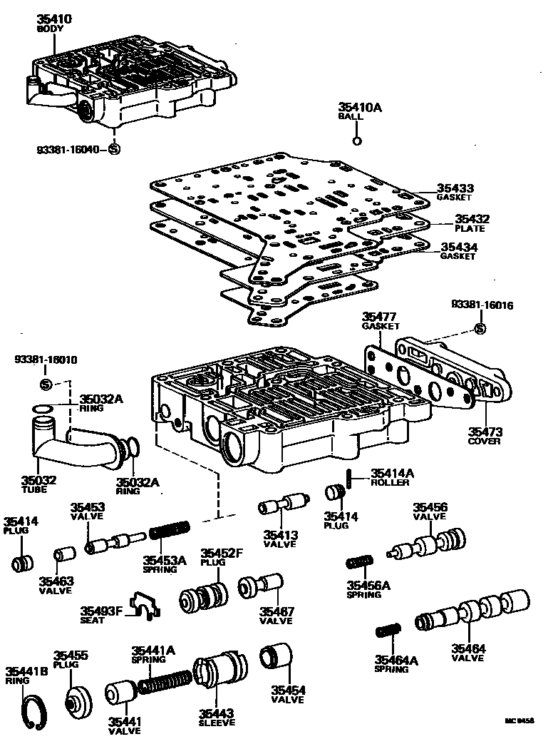 Toyota COROLLA 阀体和滤油网(ATM) EPC diagram — MC8458