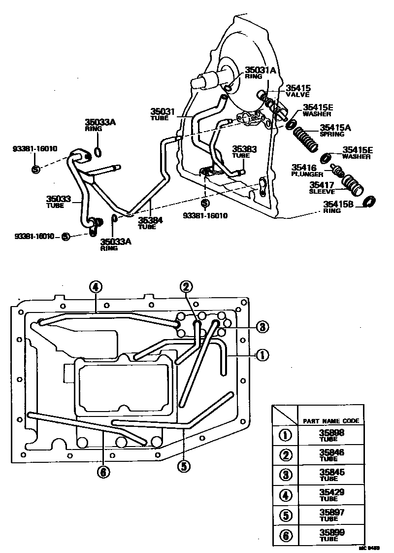 Toyota COROLLA 阀体和滤油网(ATM) EPC diagram — MC8459