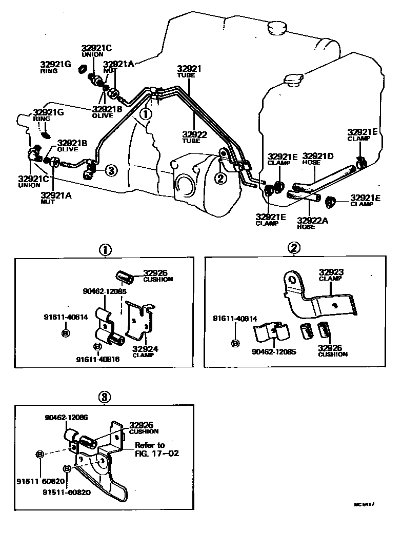 Toyota COROLLA 变速器油冷却器和配管(ATM) EPC diagram — MC8417