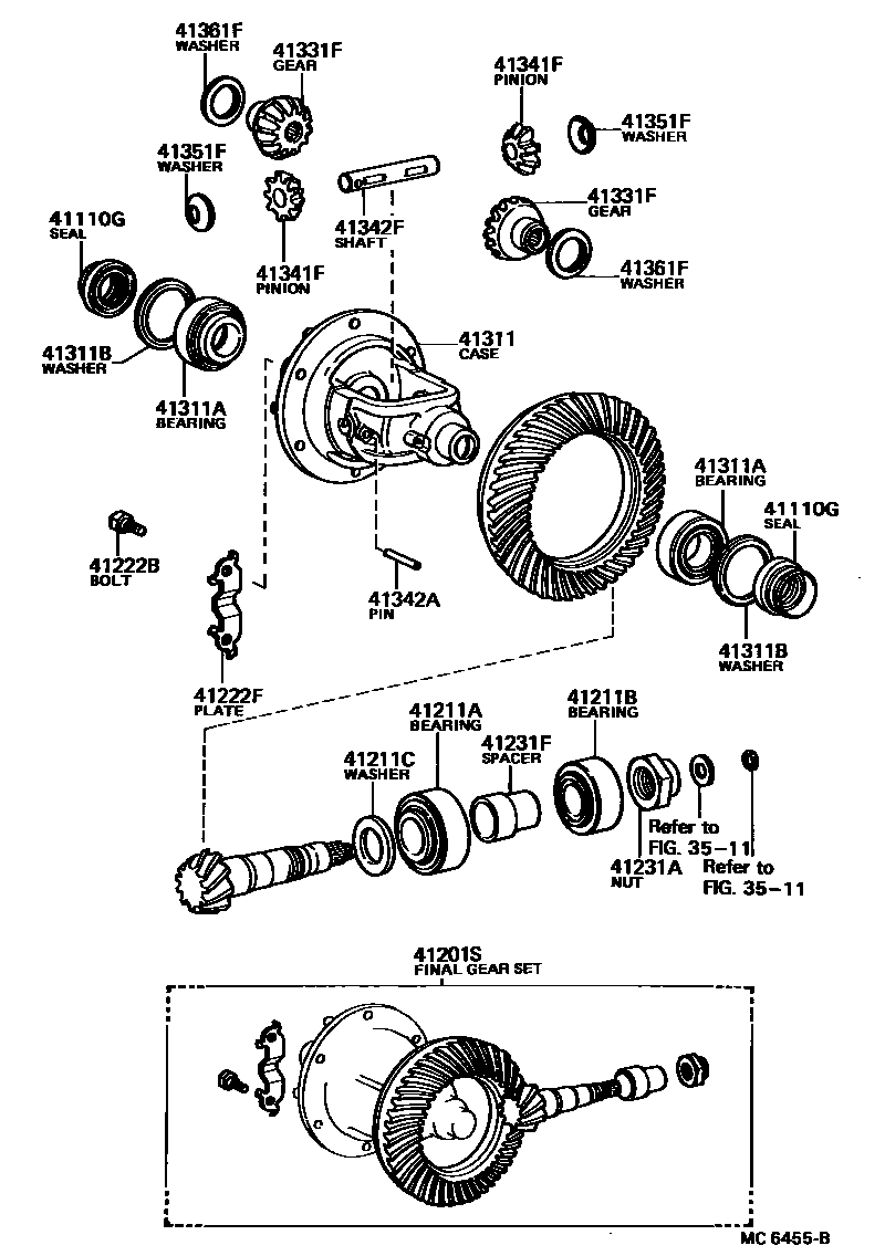 Toyota COROLLA 前桥壳和差速器 EPC diagram — MC6455B