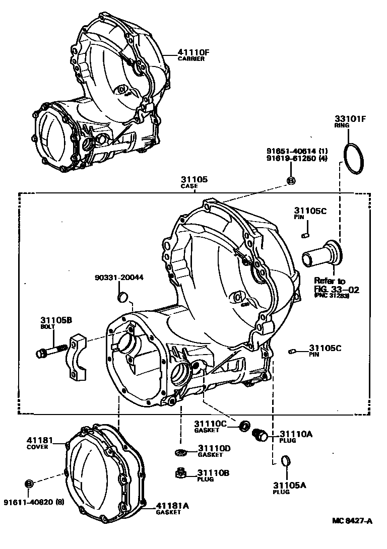 Toyota COROLLA 前桥壳和差速器 EPC diagram — MC8427A