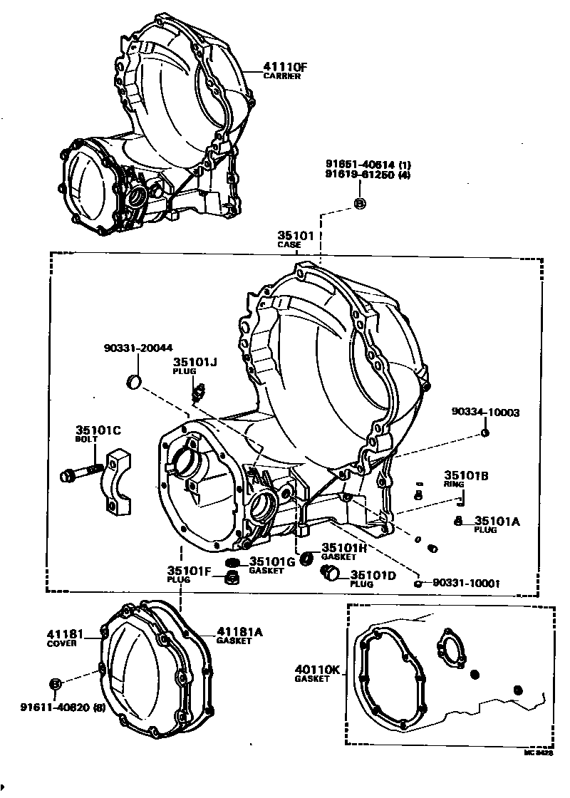 Toyota COROLLA 前桥壳和差速器 EPC diagram — MC8428