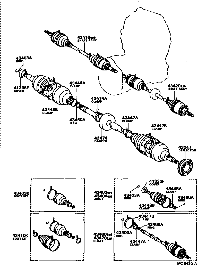 Toyota COROLLA Front Drive Shaft EPC diagram — MC8430A