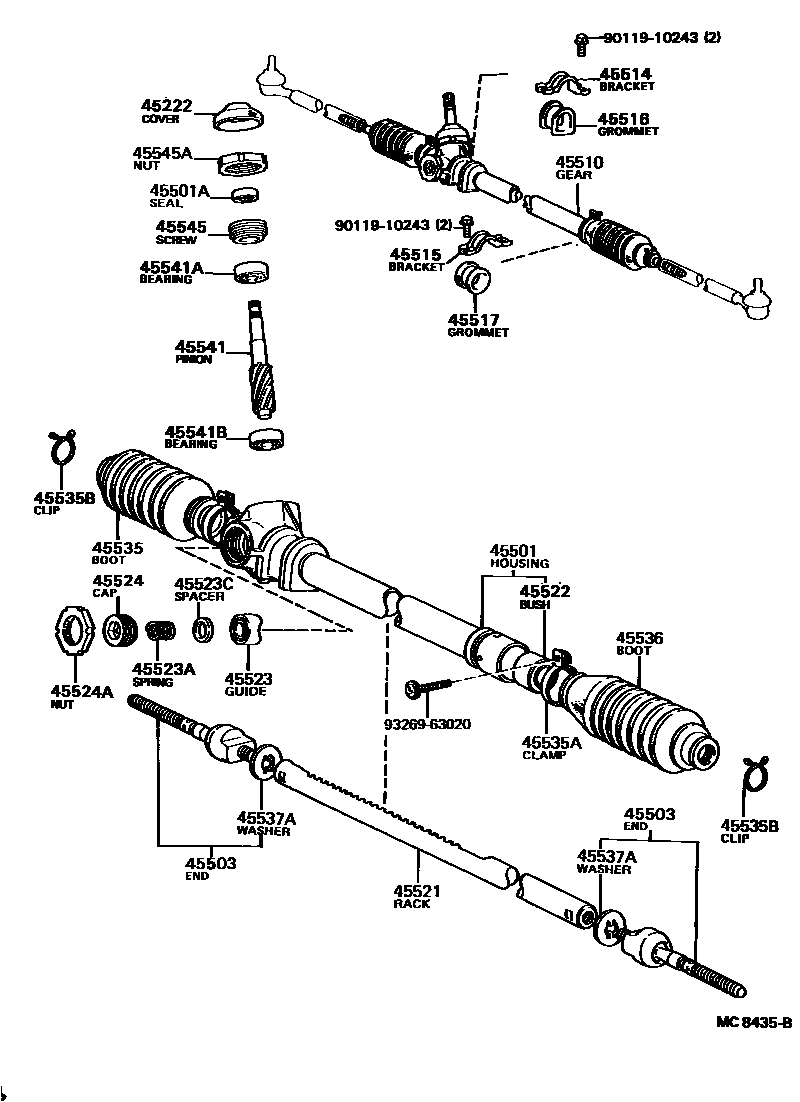Toyota COROLLA Steering Column & Shaft EPC diagram — MC8435B
