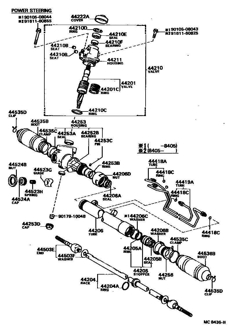 Toyota COROLLA Steering Column & Shaft EPC diagram — MC8436H