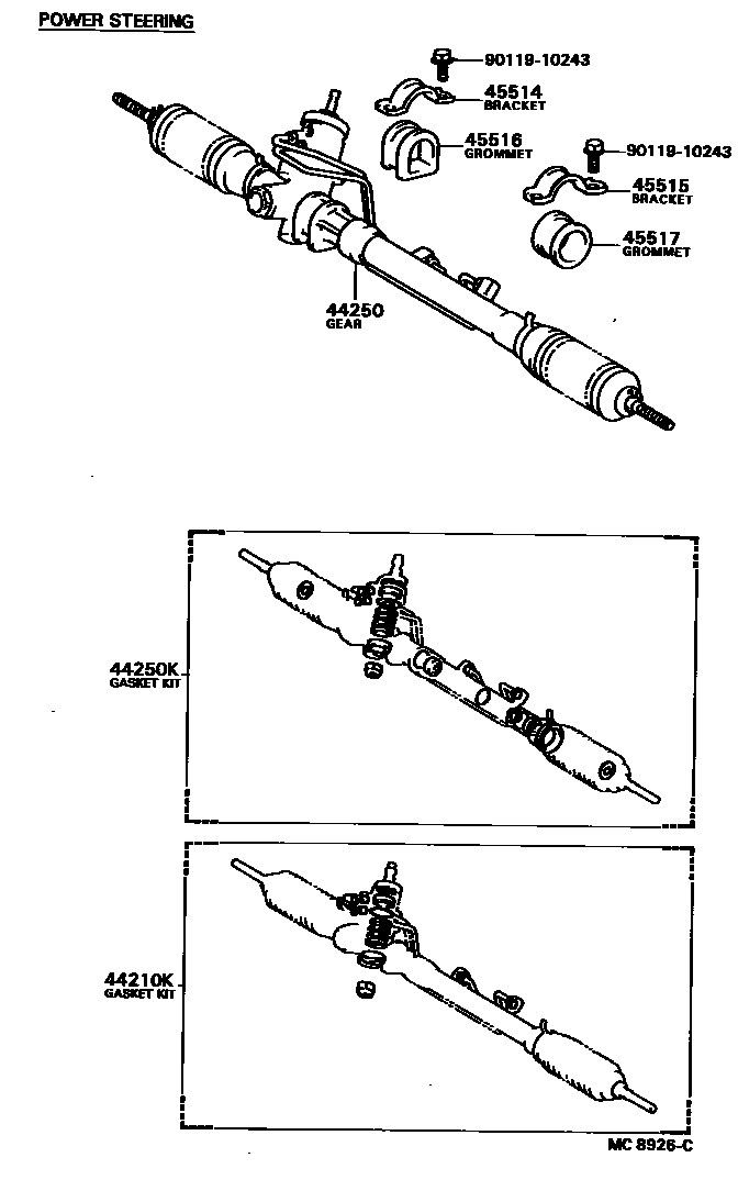 Toyota COROLLA Steering Column & Shaft EPC diagram — MC8926C