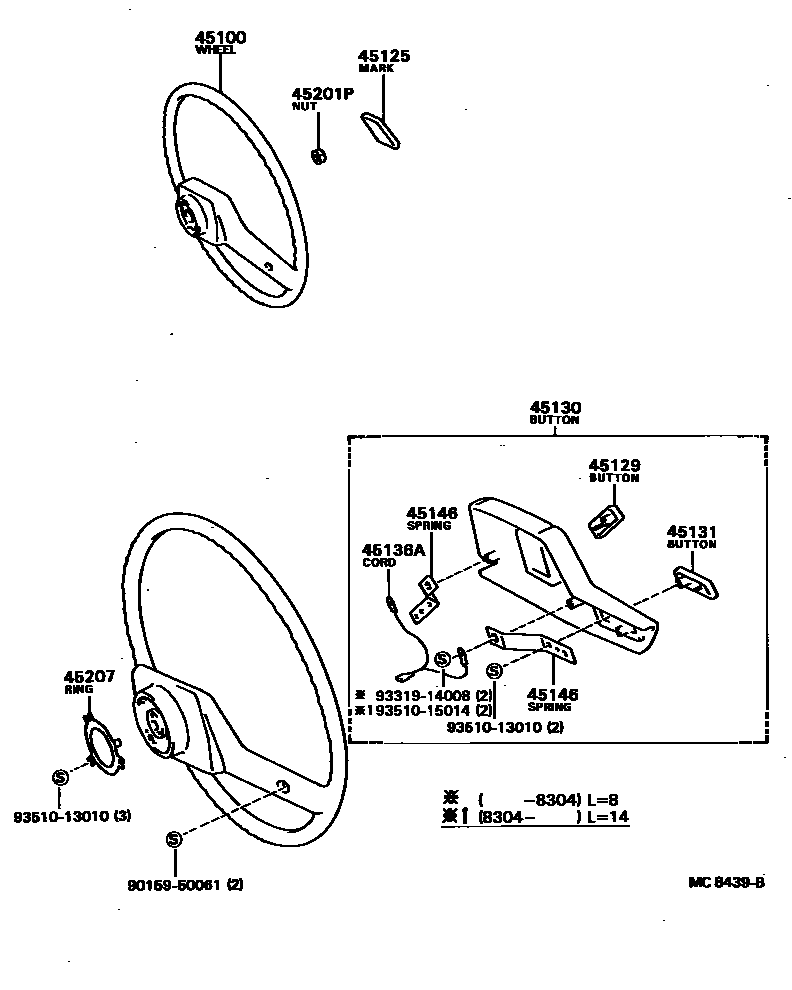 Toyota COROLLA Steering Wheel EPC diagram — MC8439B
