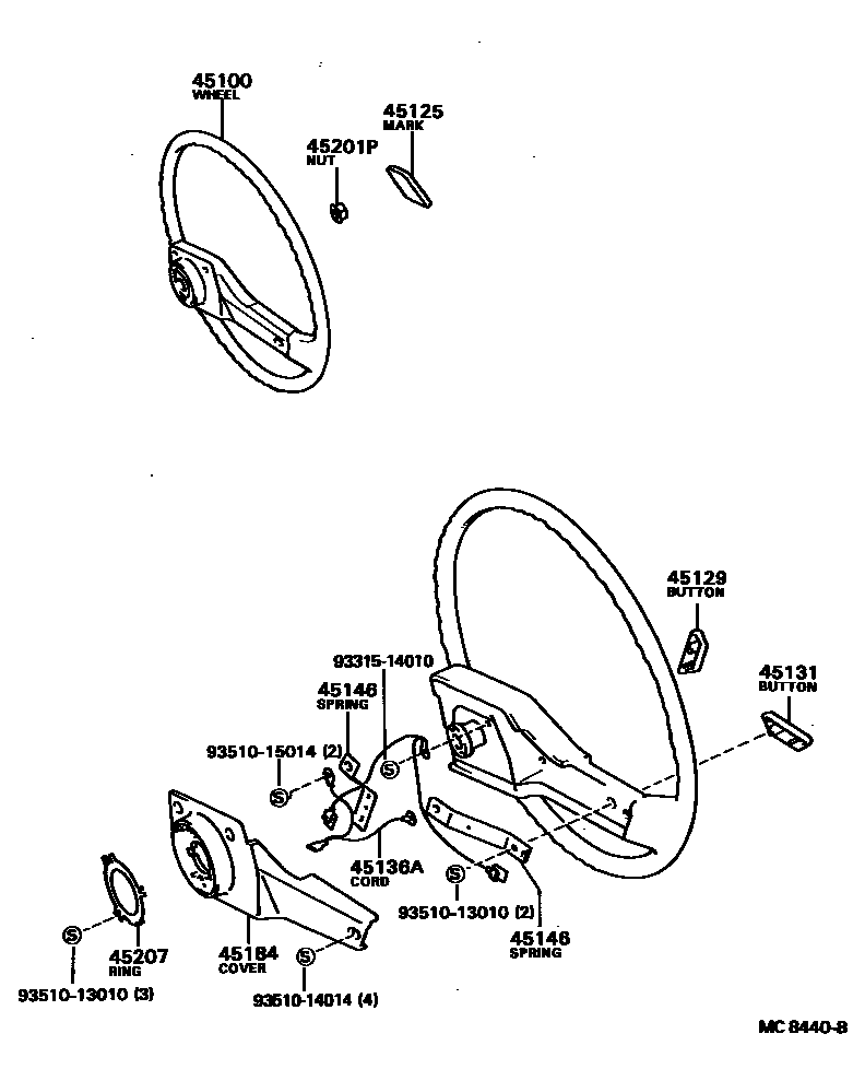 Toyota COROLLA Steering Wheel EPC diagram — MC8440B