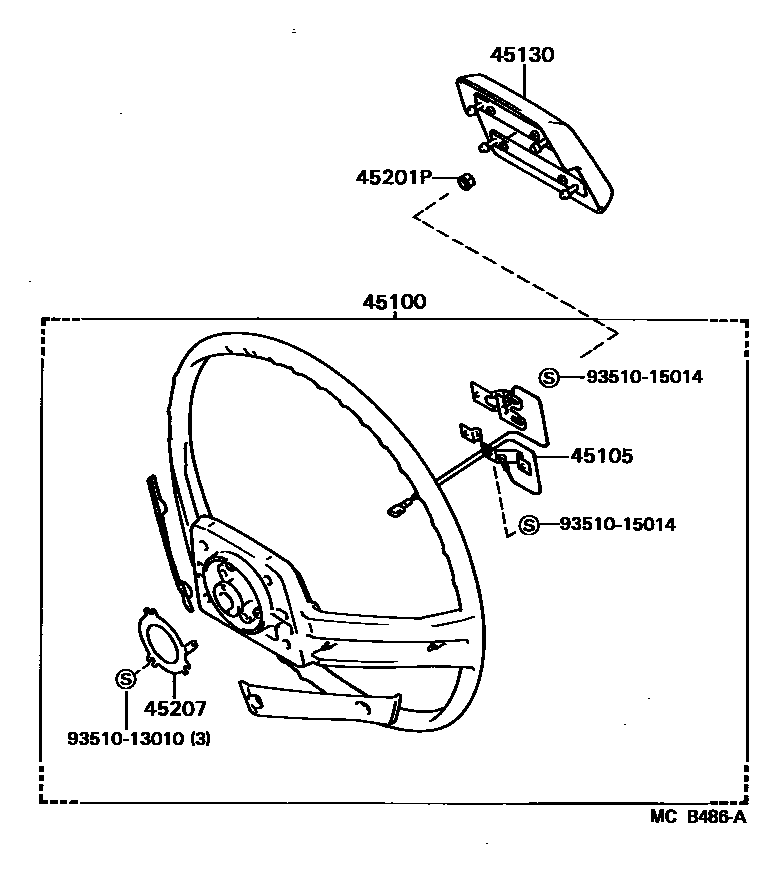 Toyota COROLLA Steering Wheel EPC diagram — MCB486A